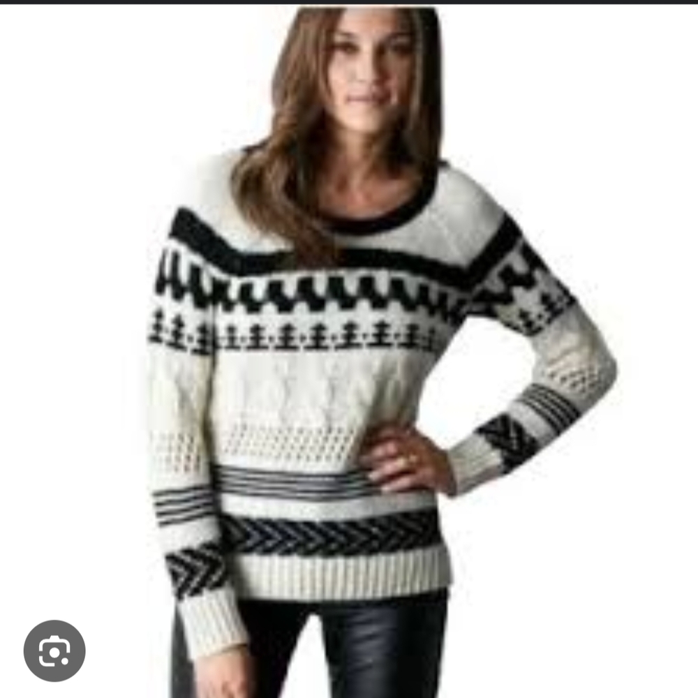 American Eagle Outfitters Monochrome Patterned Crew Neck Sweater